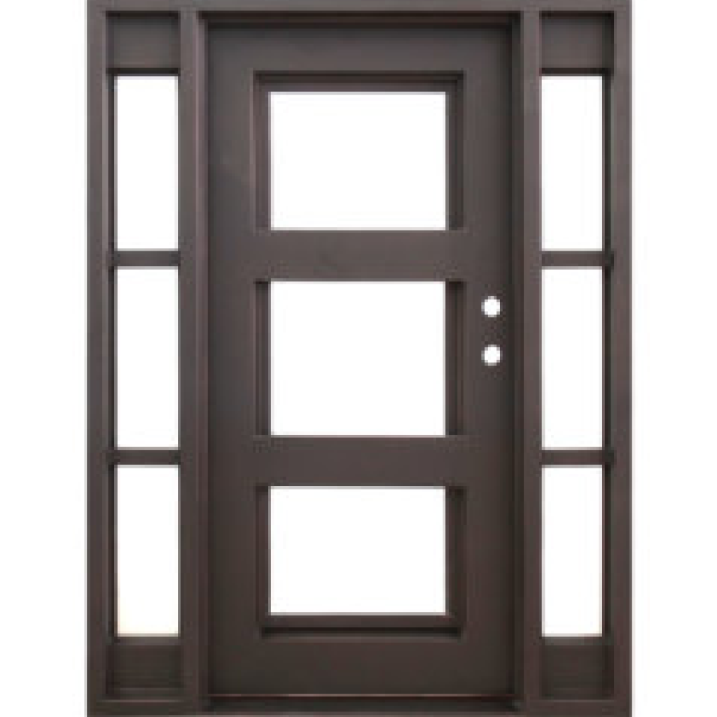 3-Lite FD-14 Wrought Iron Door w Sidelites 60.5 x 81