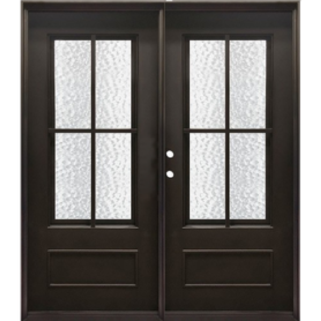 4-Lite  Bottom Panel Double Wrought Iron Door 74 x 81