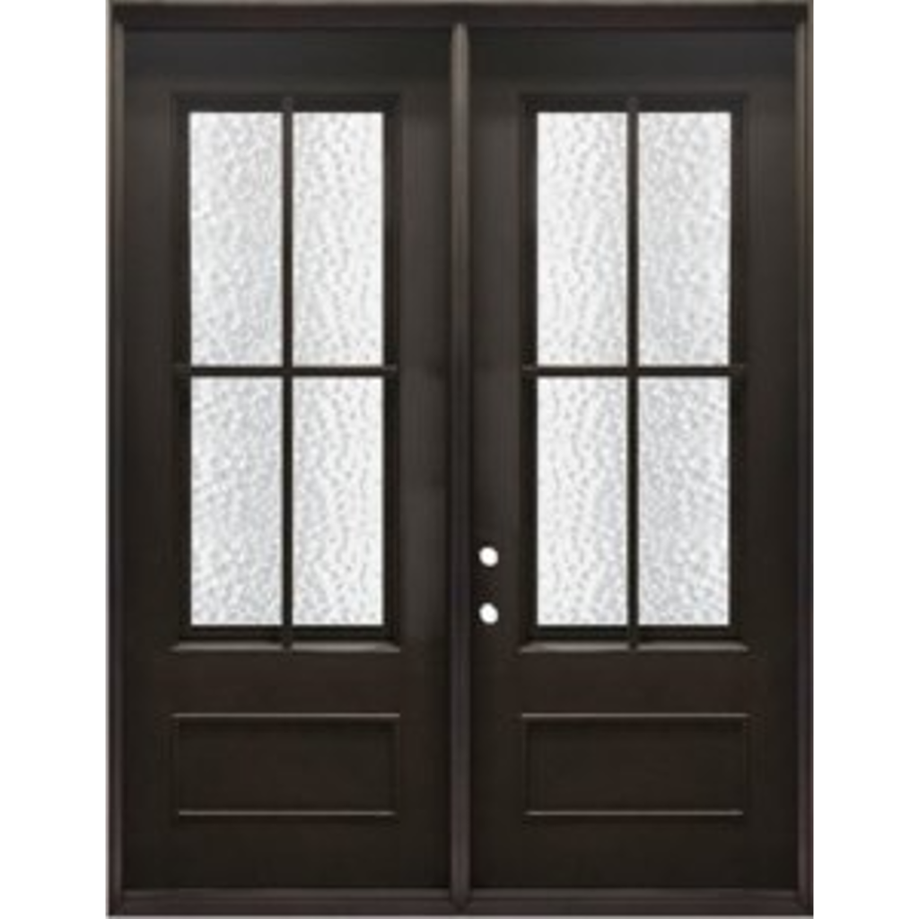 4-Lite  Bottom Panel Double Wrought Iron Door 74 x 98