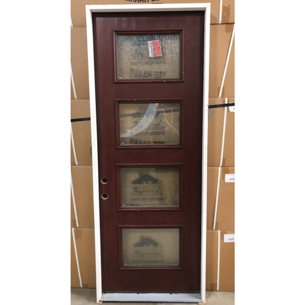 4-Lite Exterior Wood Door - Right Hand Inswing