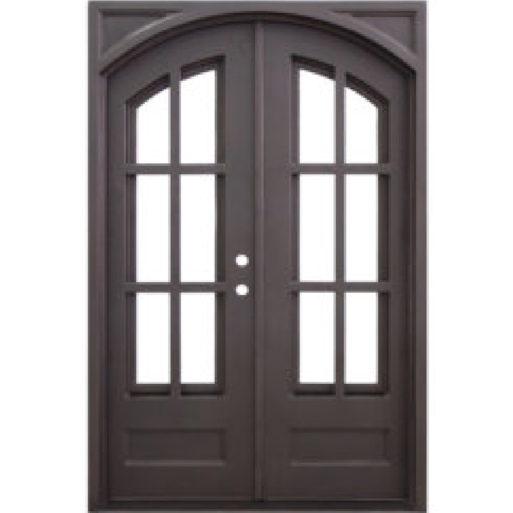 6-Lite Arched Double Wrought Iron Door 60.5 x 93