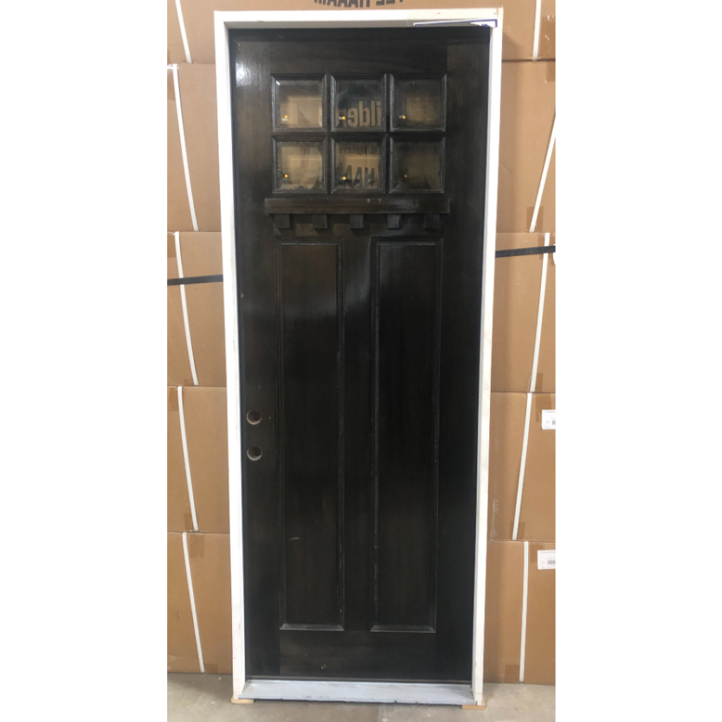 6-Lite w Dentil Shelf Exterior Wood Door - Right Hand Inswing