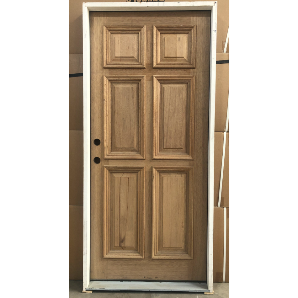 6-Panel Raised Exterior Wood Door - Right Hand Inswing