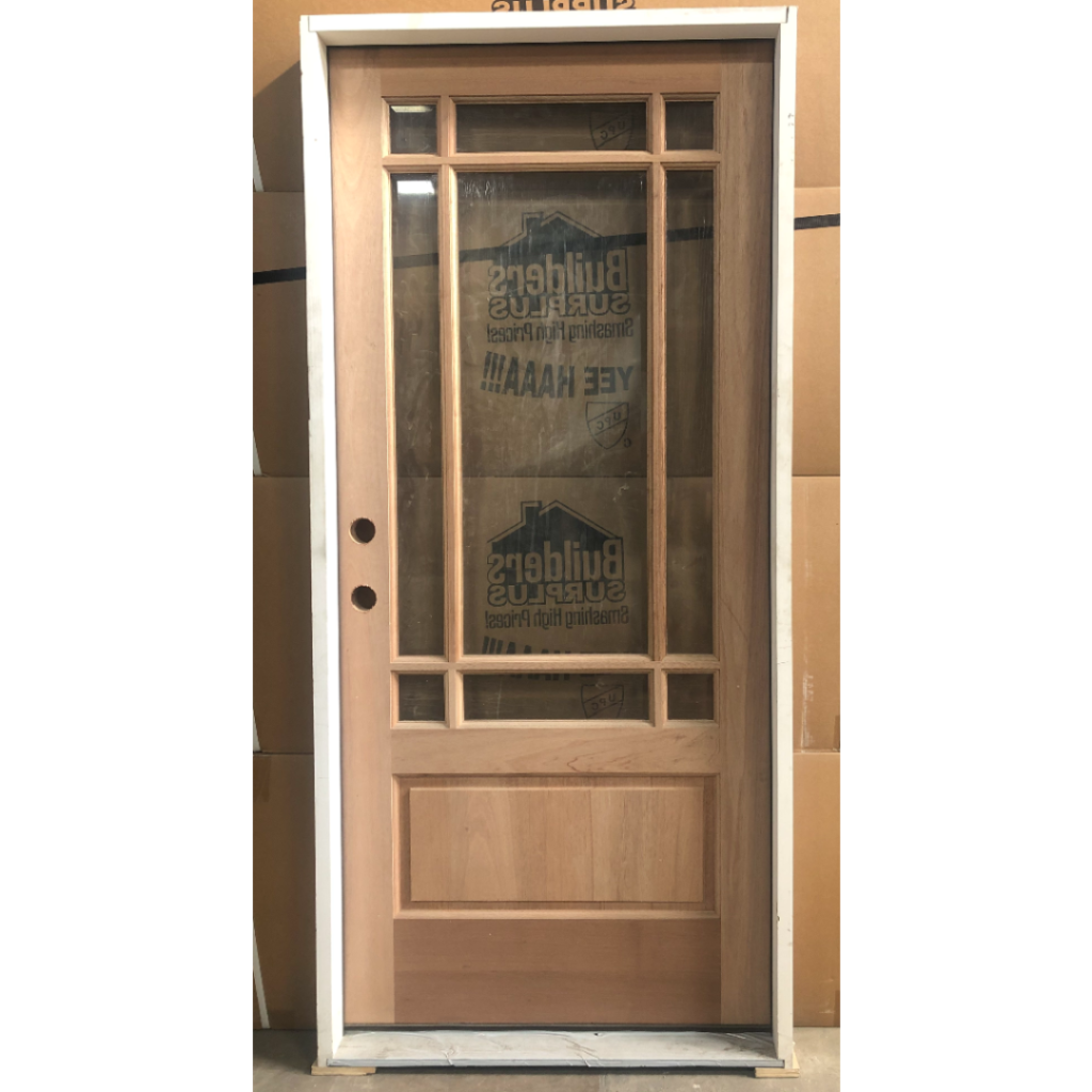 9-Lite Marginal Mahogany Exterior Wood Door - Right Hand Inswing
