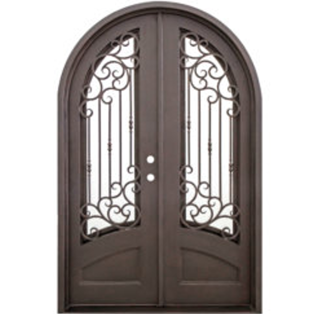 Arched 5255 Double Wrought Iron Door 74 x 98