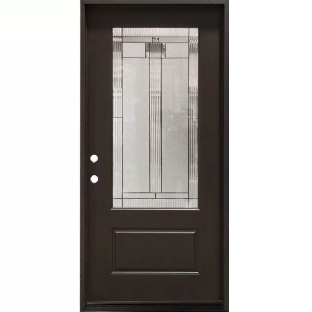 Arkaley 34 View Exterior Fiberglass Door - Dark Walnut - Right Hand Inswing