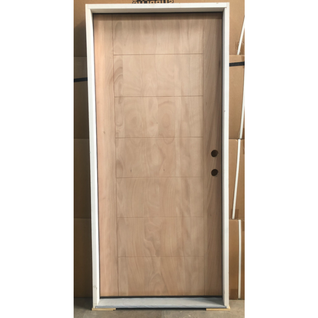 Brentwood Modern Flush Panel Mahogany Exterior Wood Door - Left Hand Inswing