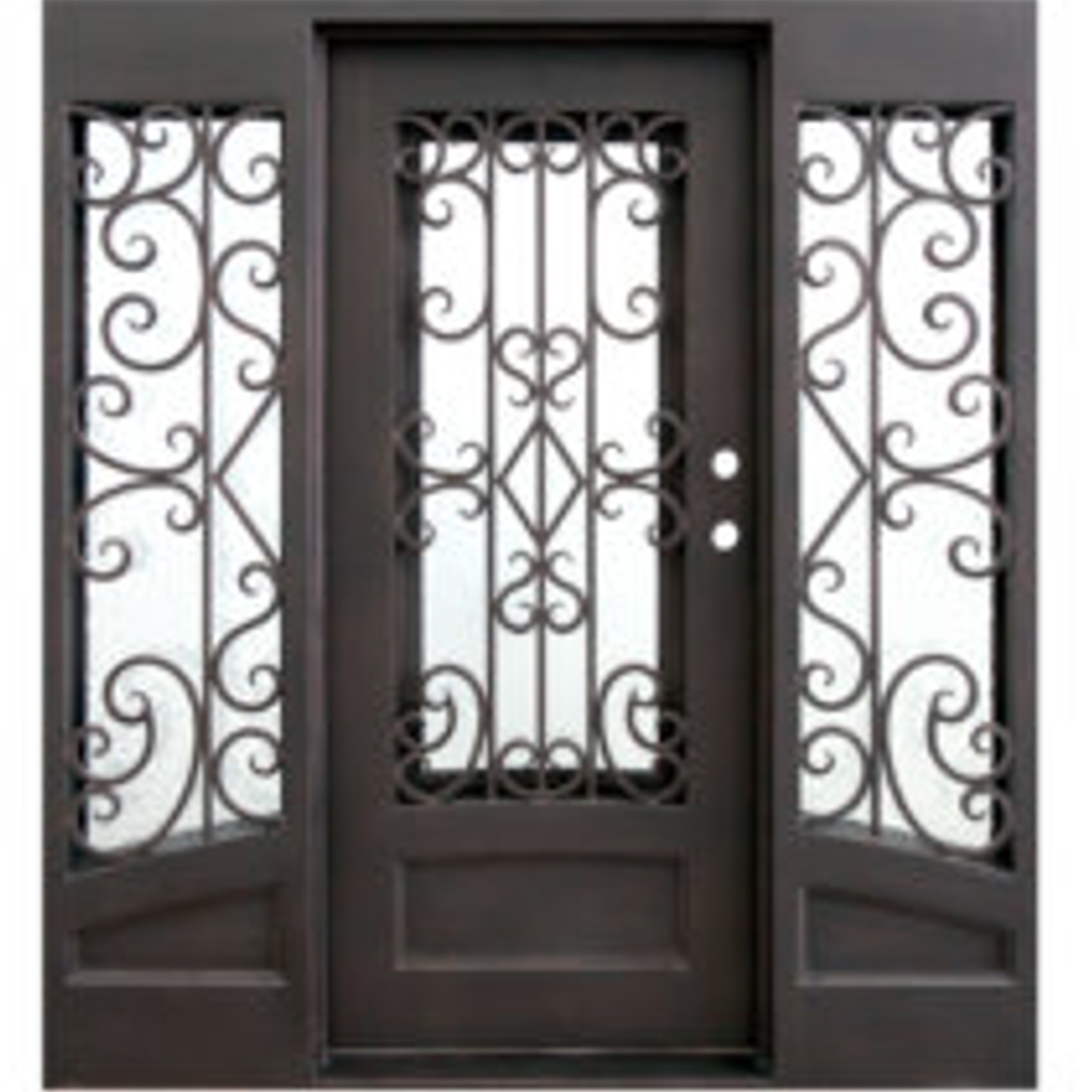 Cortez Wrought Iron Door w Sidelites 74 x 81