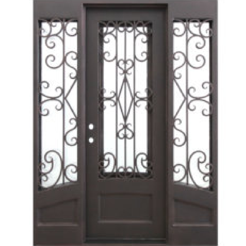 Cortez Wrought Iron Door w Sidelites 74 x 98