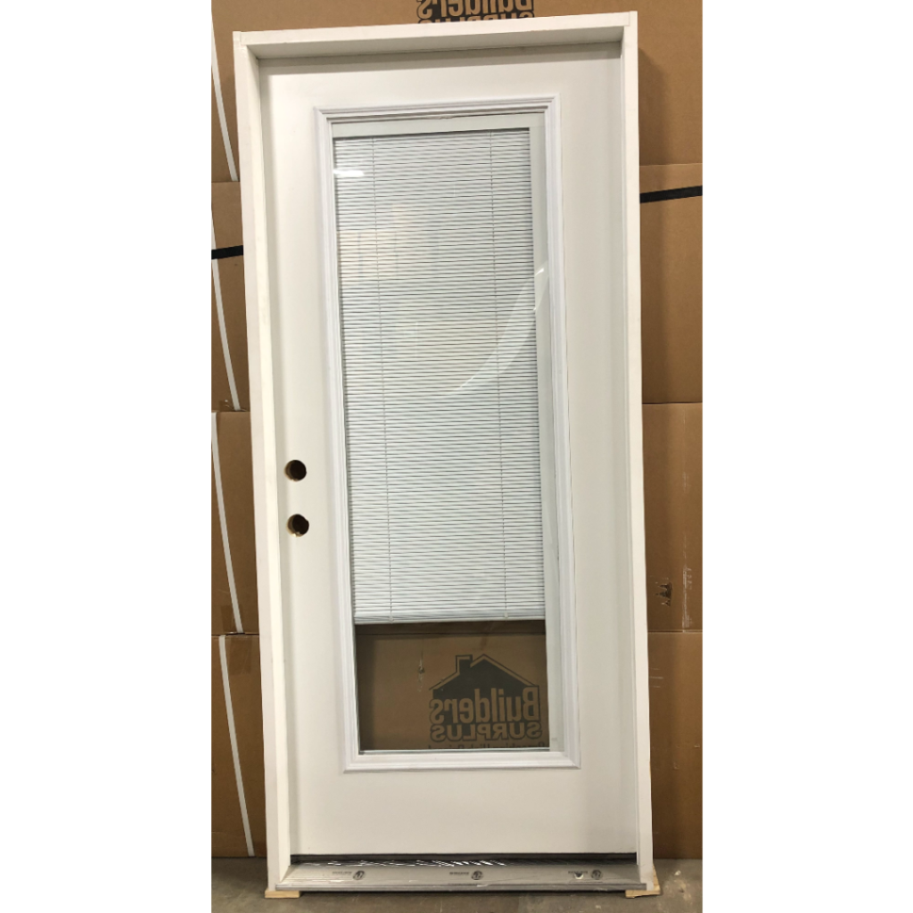 Full Mini Blind Prehung Exterior Fiberglass Door - Right Hand Inswing