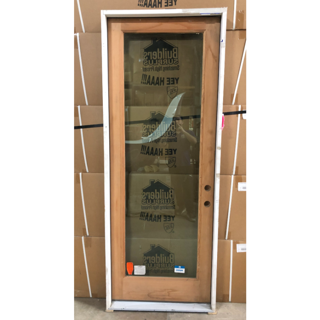 Full View Clear Glass Exterior Wood Door - Left Hand Inswing