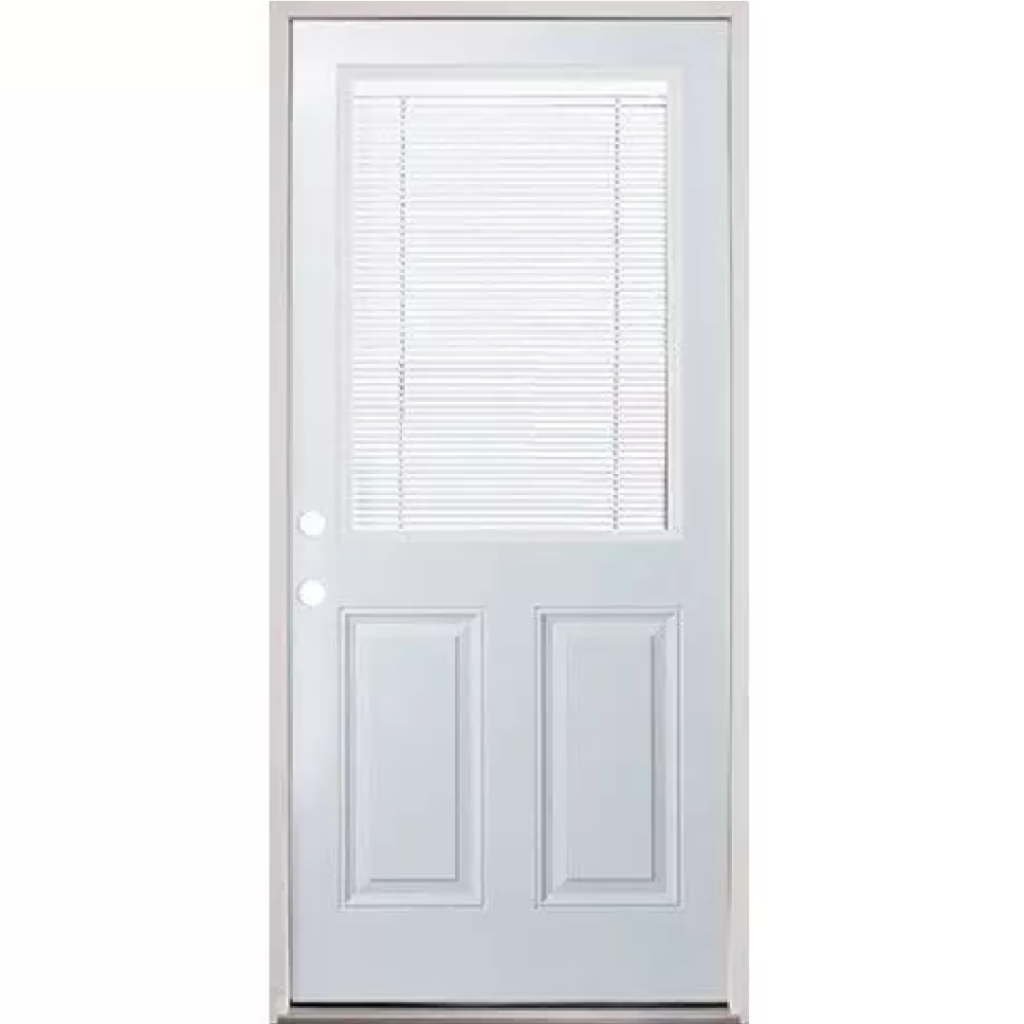 Half Mini Blind Exterior Fiberglass Door - Right Hand Inswing