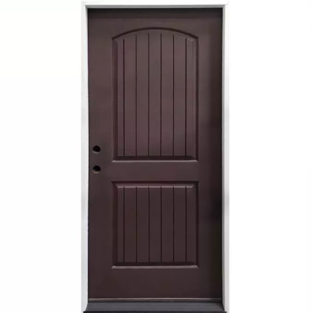 Santa Fe Exterior Fiberglass Door - Dark Mahogany - Right Hand Inswing