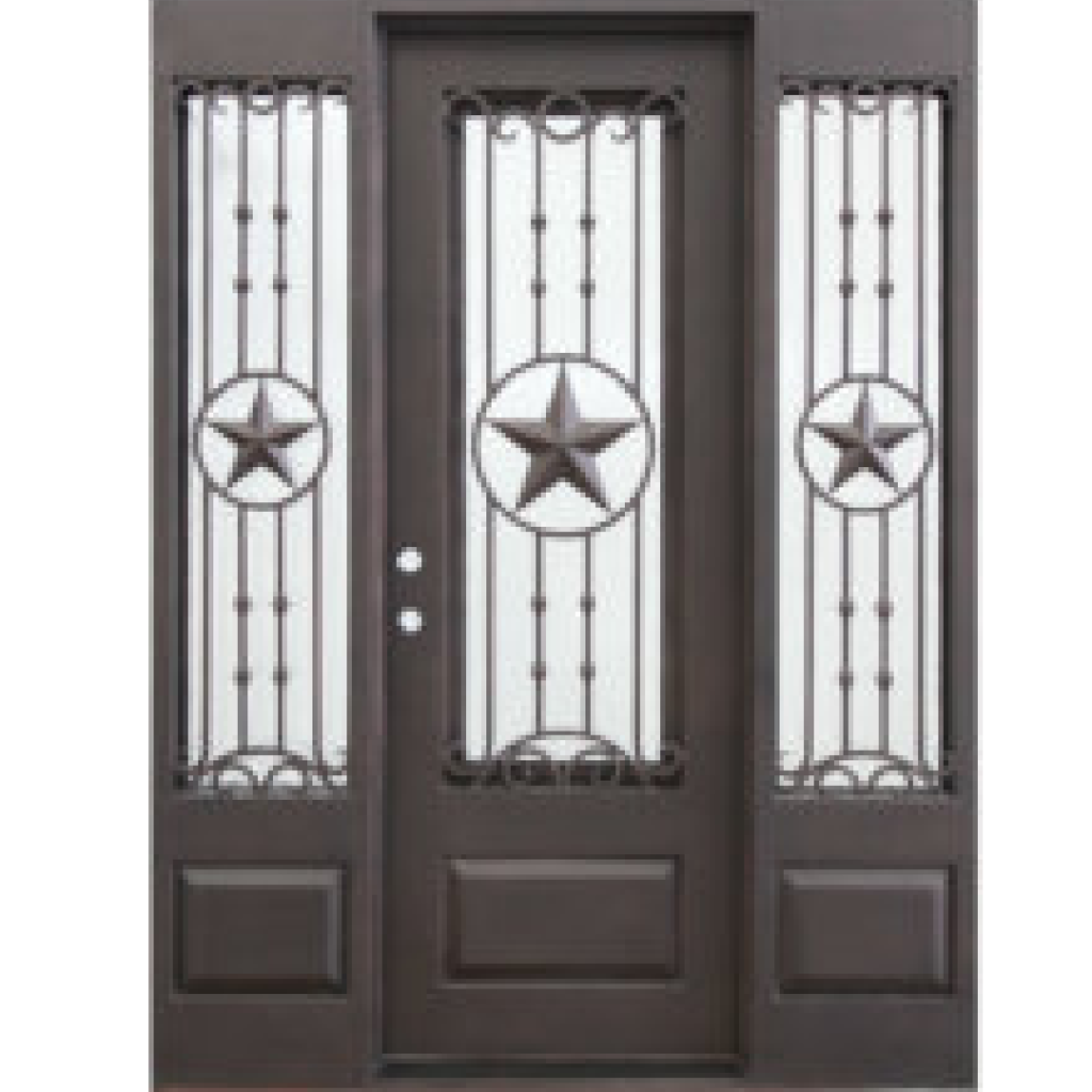 Texas Star 3_4 View Wrought Iron Door w sidelites 74 x 98