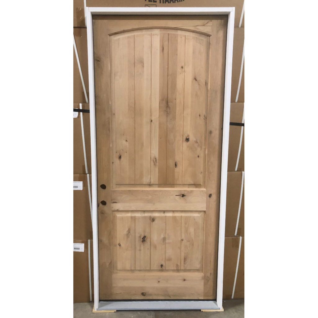 Knotty Alder 2 Panel with Grooves Arched 8ft 42 RH
