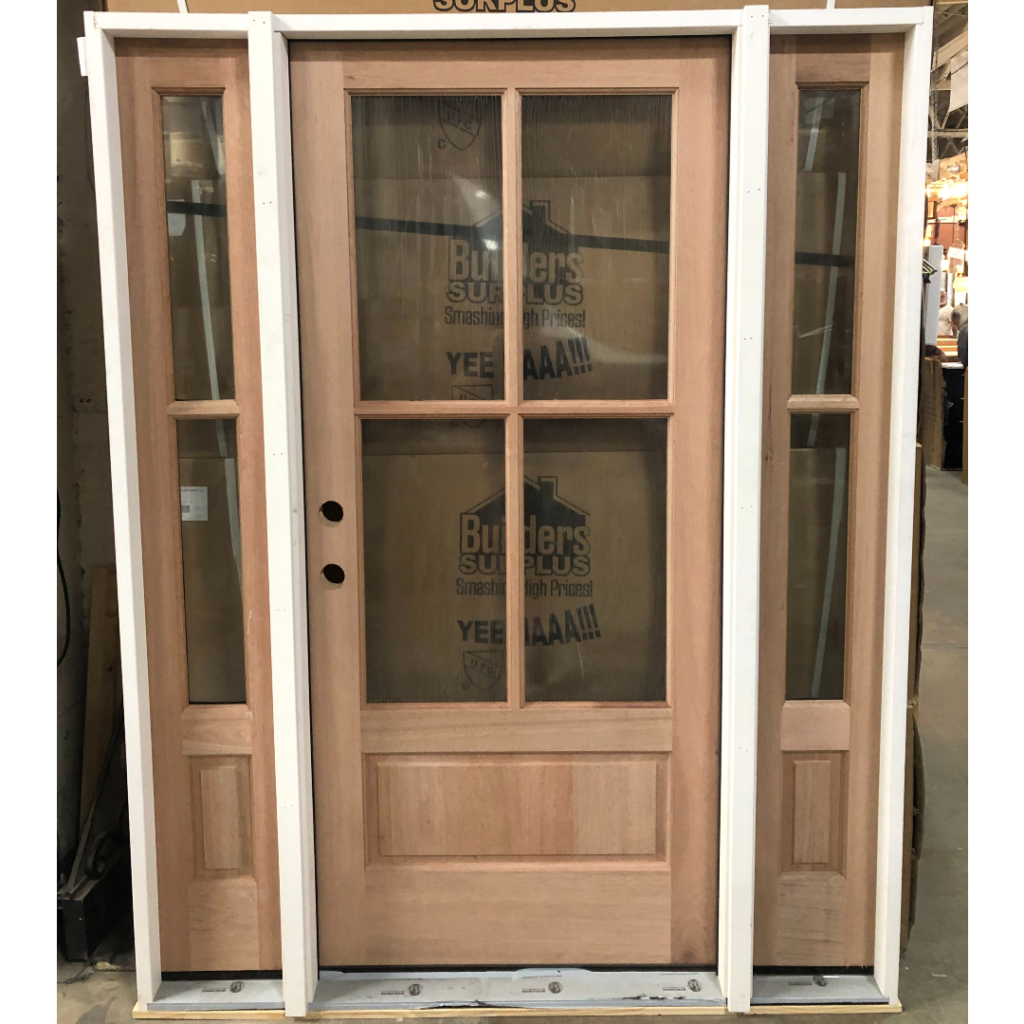 Mahogany 4 Lite Panel with Sidelights 5ft RH