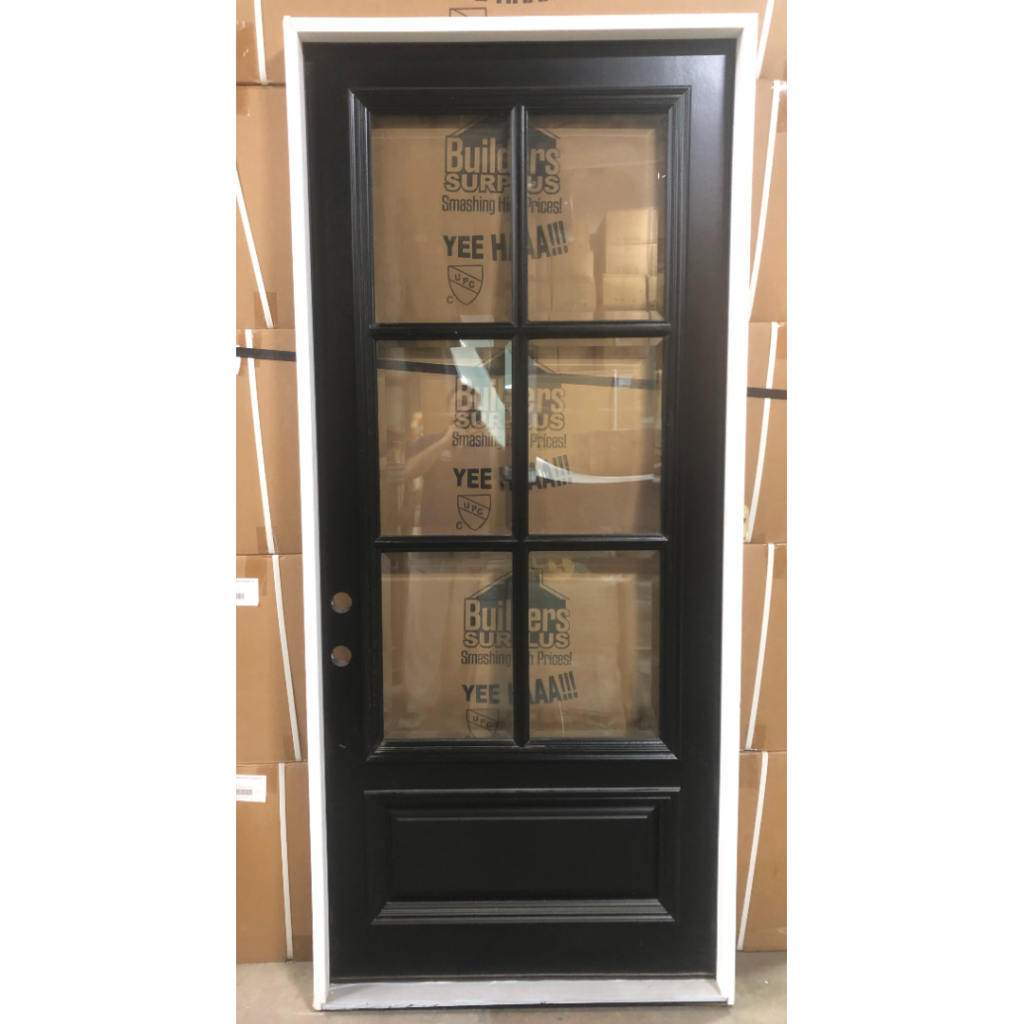 Wood Door Glass Black 8ft 42 RH