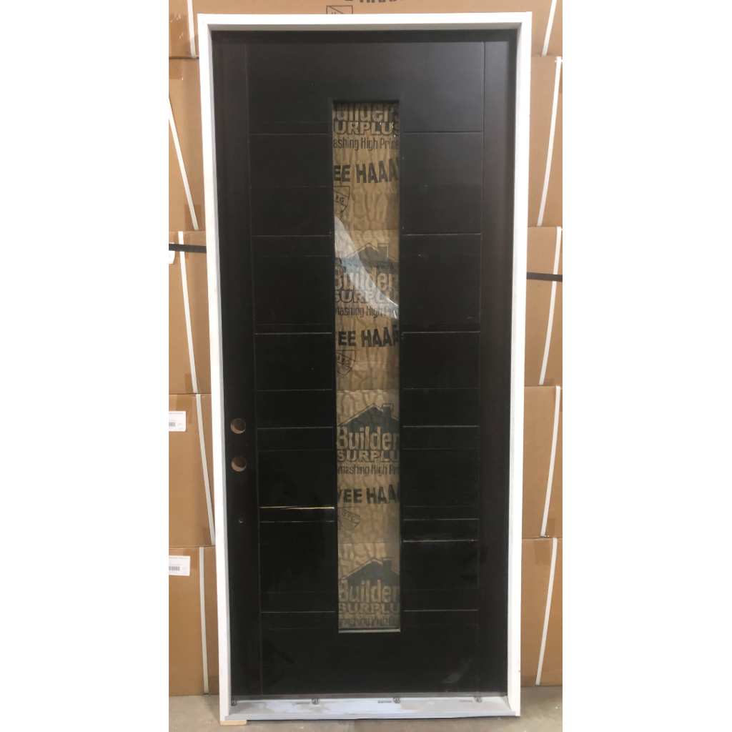 Wood Door Single Glass Black 8ft 42