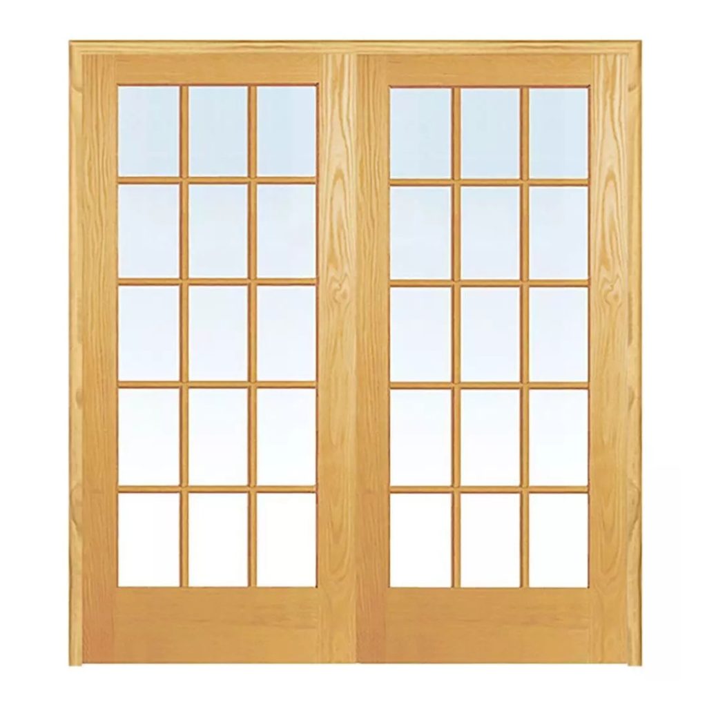 Builders Choice 60 in. x 80 in. 15-Lite Clear Wood Pine Prehung