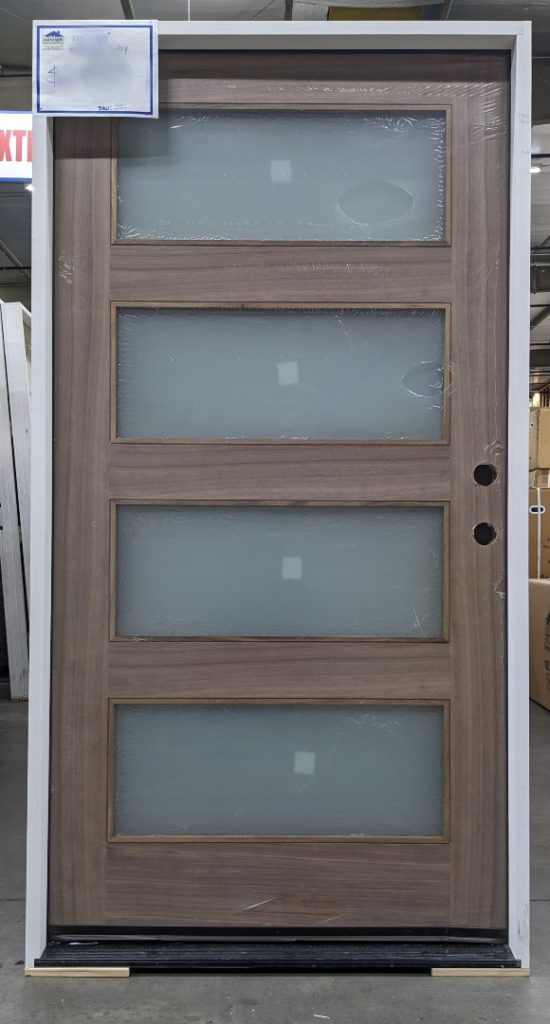 42 inch wide 4 lite frosted Rubi Wood Front Door