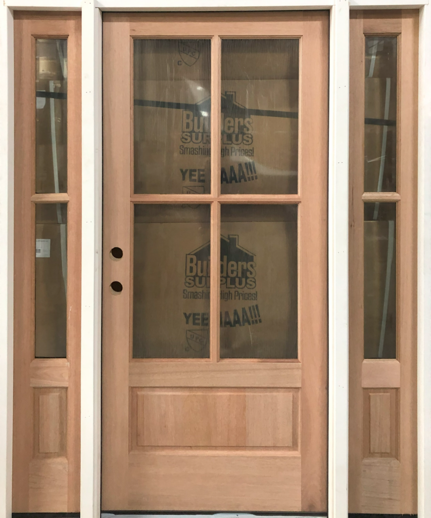 Wooden Front Doors with Glass | 4-Lite Bottom Panel with Sidelites ...