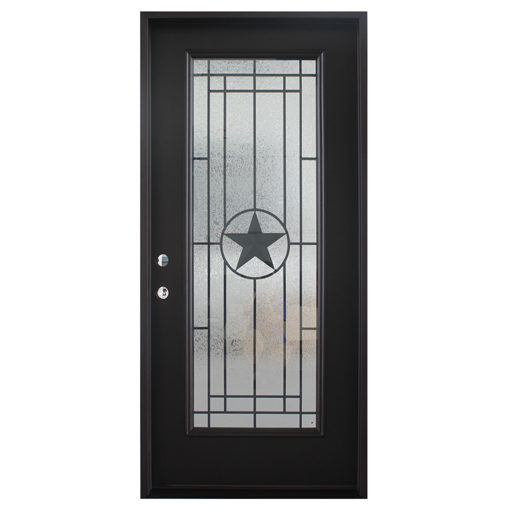 Texas Star Full View Dark Walnut Exterior Fiberglass Front Door Right