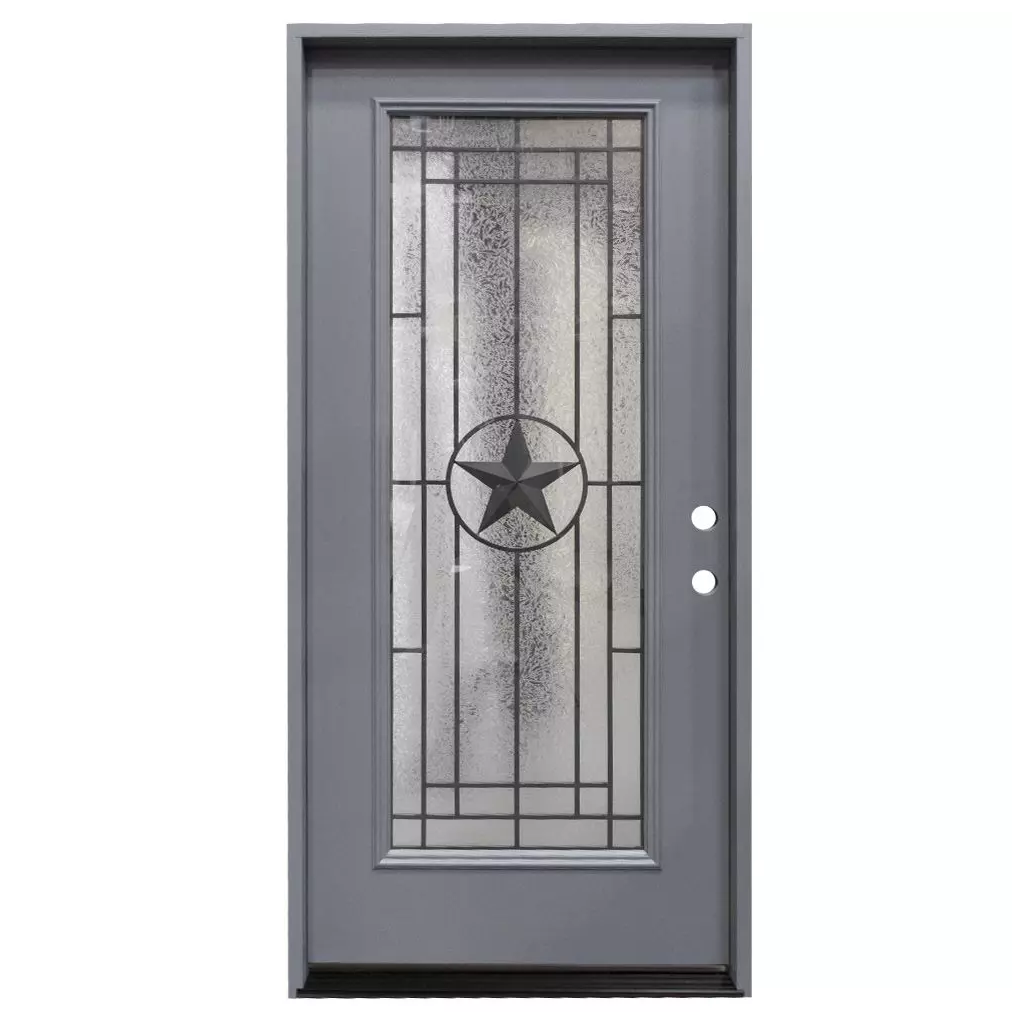 Texas Star Full View Gray Exterior Fiberglass Entry Door Left