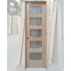 24x80 RIGHT HAND PINE 5 LITE SHAKER FROSTED GLASS
