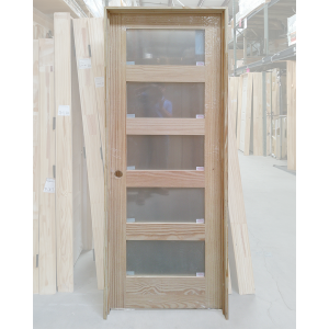 30x80 RIGHT HAND PINE 5 LITE SHAKER FROSTED GLASS