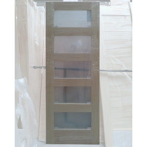 30x80 SLAB PINE 5 LITE FROSTED GLASS