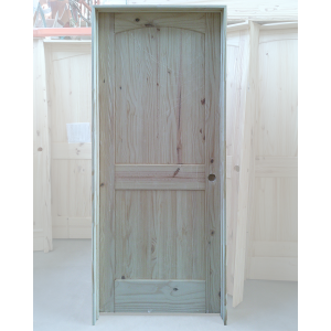 32x80 LEFT HAND KNOTTY PINE 2 PANEL ARCH TOP WITH GROOVES