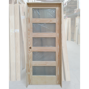 32x80 RIGHT HAND PINE 5 LITE SHAKER FROSTED GLASS
