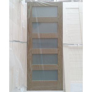 32x80 SLAB PINE 5 LITE FROSTED GLASS