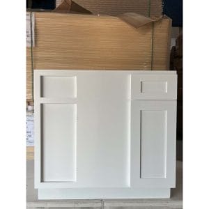36x39 WHITE SHAKER BLIND BASE CORNER CABINET