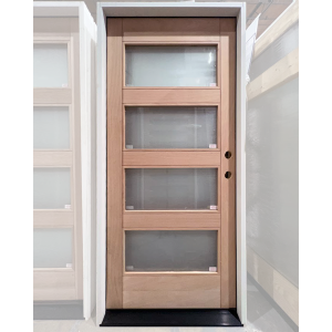 36x80 LEFT HAND MAHOGANY 4 LITE RUBI FROSTED GLASS