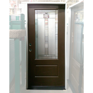 36x80 RIGHT HAND FIBERGLASS 3/4 VIEW ARKALEY FLUSH GLAZED WALNUT