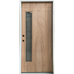 36x80 RIGHT HAND MAHOGANY 1 LITE OFFSET FROSTED GLASS