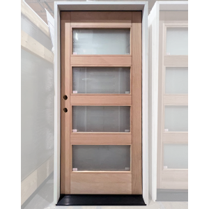 36x80 RIGHT HAND MAHOGANY 4 LITE RUBI FROSTED GLASS