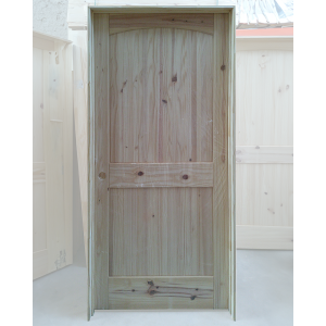 36x80 RIGHT HAND KNOTTY PINE 2 PANEL ARCH TOP WITH GROOVES