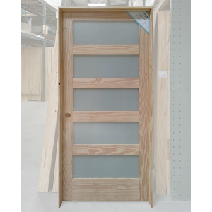 36x80 RIGHT HAND PINE 5 LITE SHAKER FROSTED GLASS