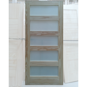 36x80 SLAB PINE 5 LITE FROSTED GLASS