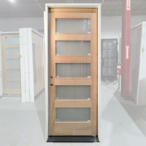36x93 RIGHT HAND MAHOGANY 5 LITE RUBI FROSTED GLASS