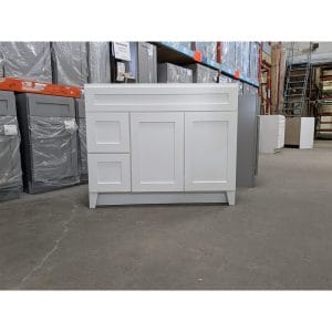 42 DRAWER LEFT WHITE SHAKER FEET VANITY