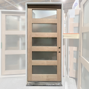 42x96 LEFT HAND MAHOGANY 5 LITE RUBI FROSTED GLASS