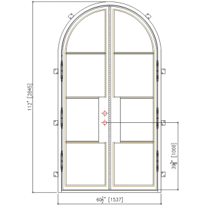 60x112 LEFT HAND DOUBLE IRON MARCY ARCHED
