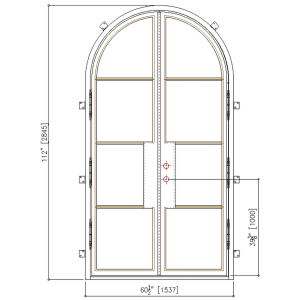 60x112 RIGHT HAND DOUBLE IRON MARCY ARCHED