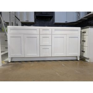 72 DOUBLE BOWL WHITE SHAKER FEET VANITY