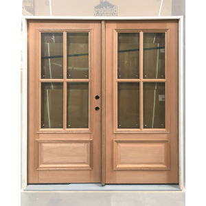 72x80 LEFT HAND DOUBLE MAHOGANY 4 LITE BOTTOM PANEL
