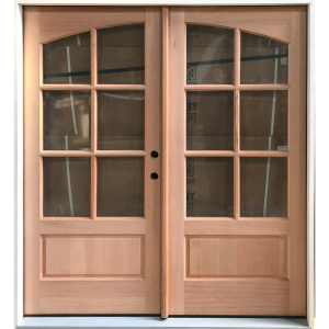 60x80 LEFT HAND DOUBLE MAHOGANY 6 LITE ARCH TOP PANEL