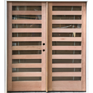 72x80 LEFT HAND DOUBLE MAHOGANY SLIMLITE FROSTED GLASS